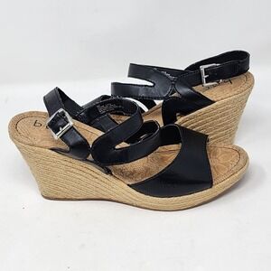 BOC Born Concept Wedge Sandals Size 9M Black Strap Slingback Espadrille EUC